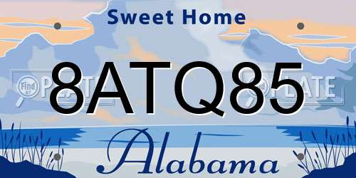 8ATQ85 Alabama License Plate