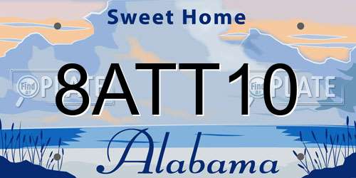8ATT10 Alabama License Plate