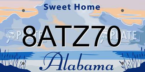 8ATZ70 Alabama License Plate