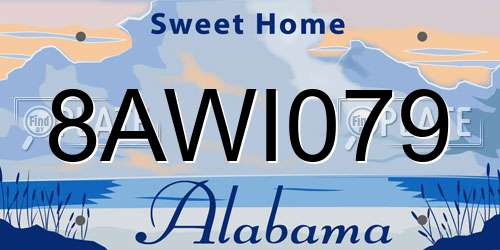 8AWI079 Alabama License Plate