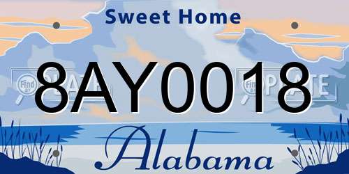 8AY0018 Alabama License Plate