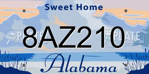 8AZ210 Alabama License Plate