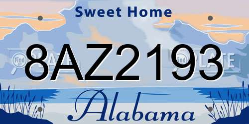 8AZ2193 Alabama License Plate