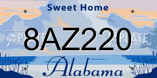 8AZ220 Alabama License Plate