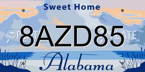 8AZD85 Alabama License Plate