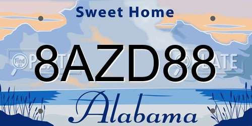 8AZD88 Alabama License Plate