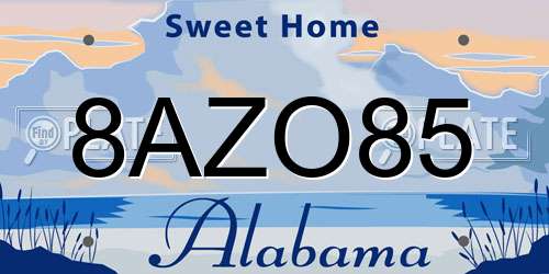 8AZO85 Alabama License Plate