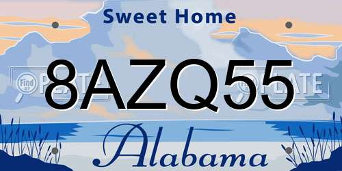 8AZQ55 Alabama License Plate