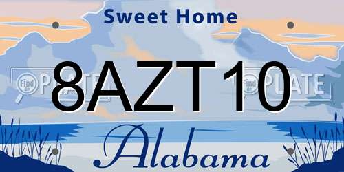 8AZT10 Alabama License Plate
