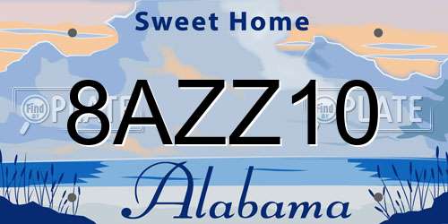 8AZZ10 Alabama License Plate