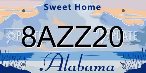 8AZZ20 Alabama License Plate