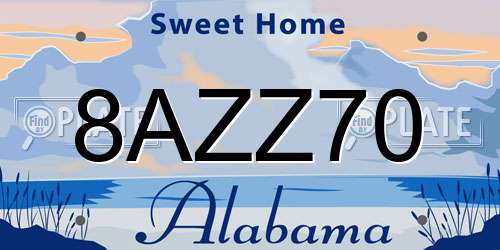 8AZZ70 Alabama License Plate