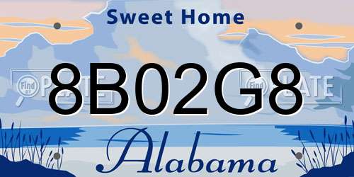 8B02G8 Alabama License Plate