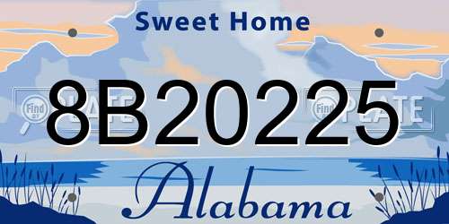 8B20225 Alabama License Plate