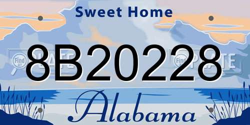 8B20228 Alabama License Plate