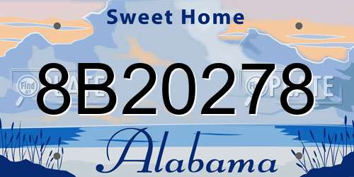 8B20278 Alabama License Plate