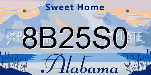 8B25S0 Alabama License Plate