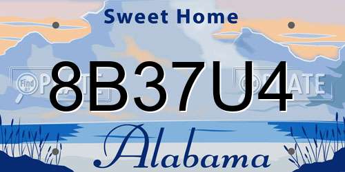 8B37U4 Alabama License Plate