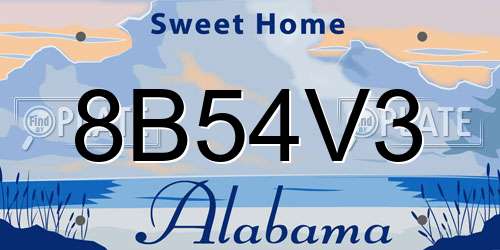 8B54V3 Alabama License Plate