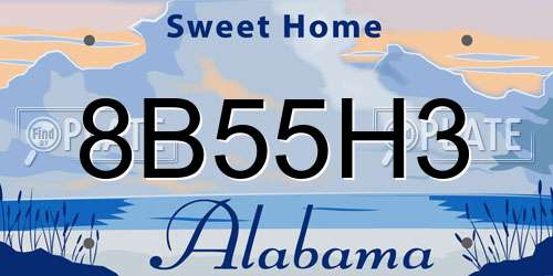8B55H3 Alabama License Plate