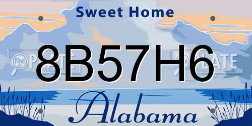 8B57H6 Alabama License Plate