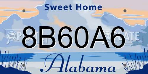 8B60A6 Alabama License Plate