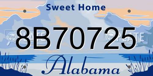 8B70725 Alabama License Plate