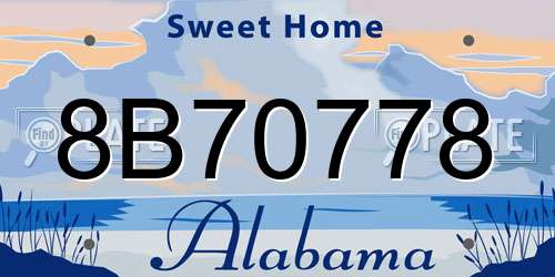 8B70778 Alabama License Plate