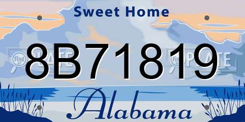 8B71819 Alabama License Plate