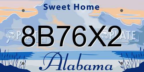 8B76X2 Alabama License Plate
