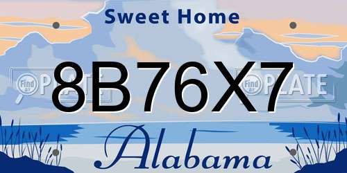 8B76X7 Alabama License Plate