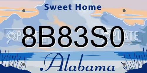 8B83S0 Alabama License Plate