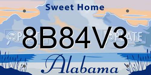 8B84V3 Alabama License Plate