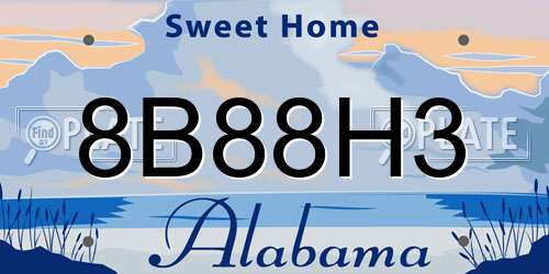 8B88H3 Alabama License Plate