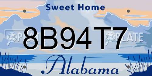 8B94T7 Alabama License Plate