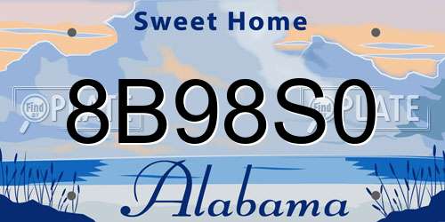 8B98S0 Alabama License Plate