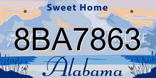 8BA7863 Alabama License Plate