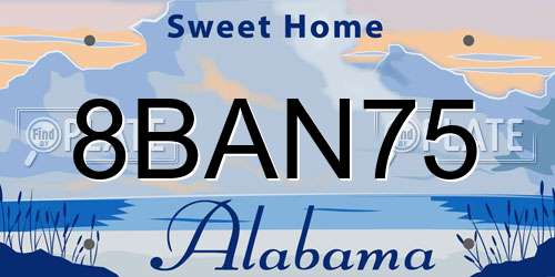 8BAN75 Alabama License Plate