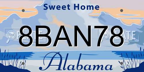 8BAN78 Alabama License Plate