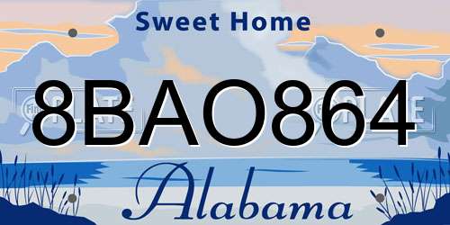 8BAO864 Alabama License Plate