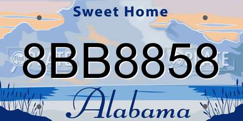 8BB8858 Alabama License Plate