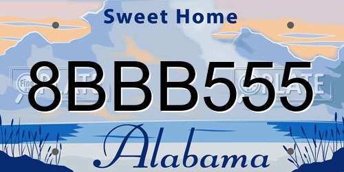 8BBB555 Alabama License Plate