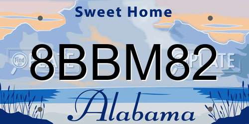 8BBM82 Alabama License Plate