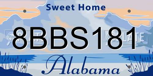 8BBS181 Alabama License Plate