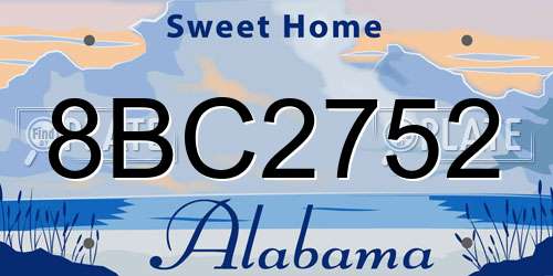 8BC2752 Alabama License Plate
