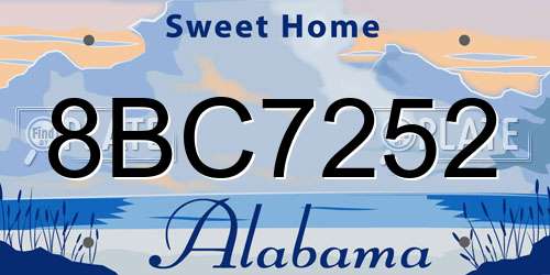8BC7252 Alabama License Plate