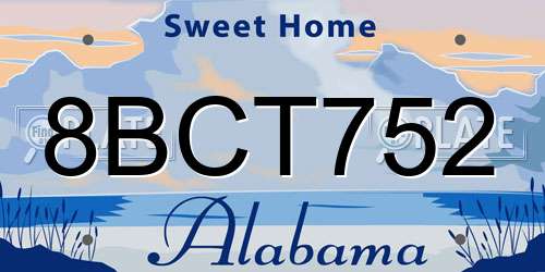 8BCT752 Alabama License Plate