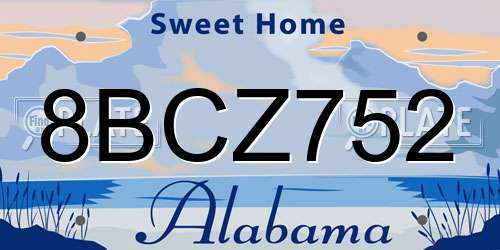 8BCZ752 Alabama License Plate
