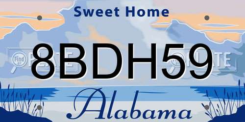 8BDH59 Alabama License Plate