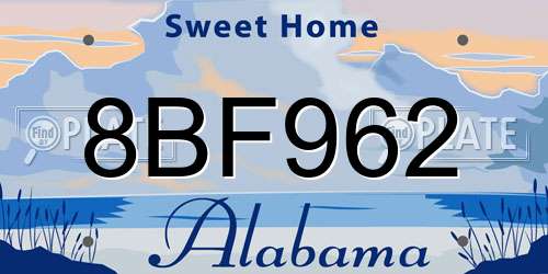 8BF962 Alabama License Plate